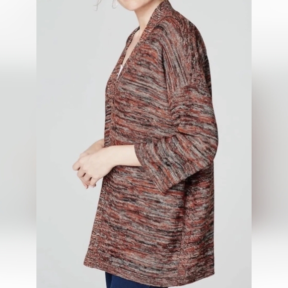 J. Jill Pure Jill Space Dyed Marled V-Neck Pullover Campari Sweater Multicolored - Picture 4 of 14